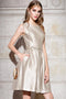 Simple Sleeveless Knee Length Homecoming Dress, A Line Satin Short Prom Dress UQ1981