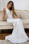 Glitter White Deep V Neck Mermaid Prom Evening Gown, Sequined Long Party Dress  CHP0096